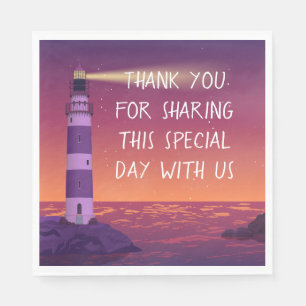 Thank You Lighthouse Beach Nautical Wedding Napkins