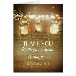 Thank You Lights Mason Jars Rustic Cards Thank You Lights Mason Jars Rustic Cards