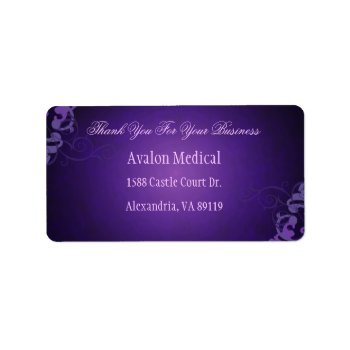 Thank You Liliac Scroll Purple Address Labels by TheInspiredEdge at Zazzle