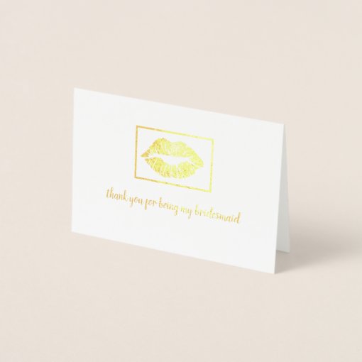 Thank You Lip Print Foil Card | Zazzle