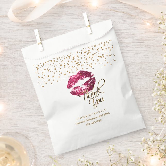 Thank you Lipsense Lips - Hot Pink Favor Bag (Clipped)