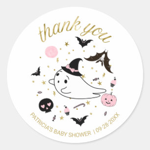 Thank You Little Boo Halloween Girl Baby Shower Classic Round Sticker
