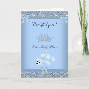 Thank You Little Prince Baby Shower Boy Blue 2 Card