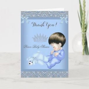 Thank You Little Prince Baby Shower Boy Blue Card