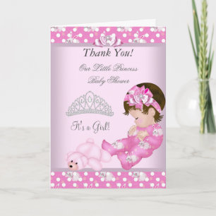 Thank You Little Princess Baby Shower Girl Bunnies Card