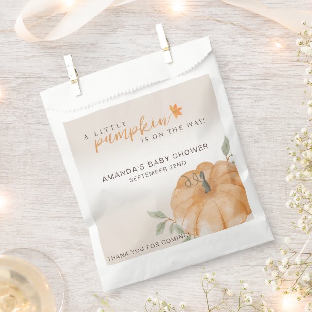 Thank You Little Pumpkin Fall Baby Shower  Favor Bag (Clipped)