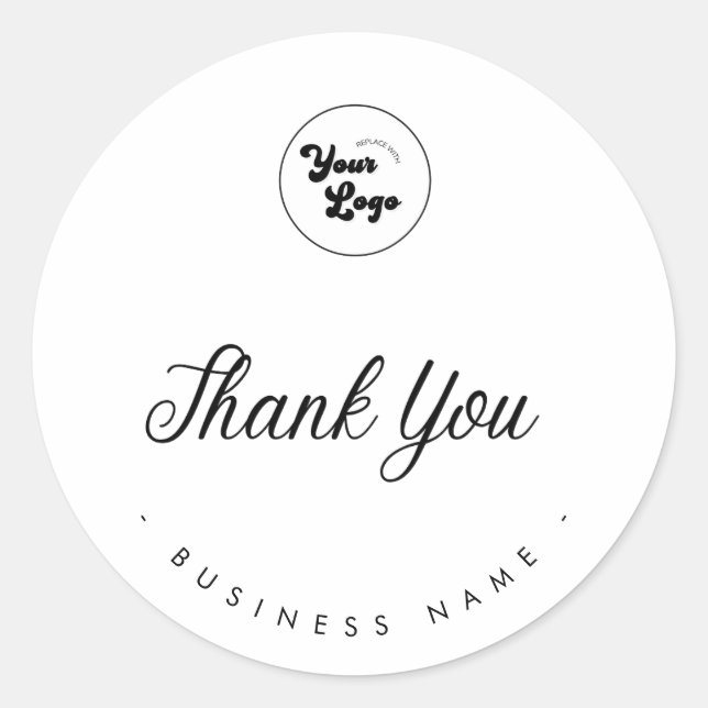 Thank You Logo Business Name Small Company Branded Classic Round Sticker (Front)