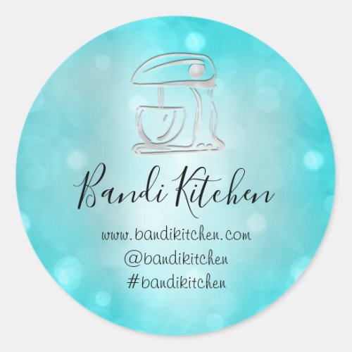 Thank You Logo Kitchen Cooking Bakery Blue Gray   Classic Round Sticker