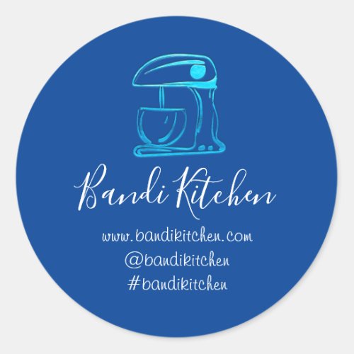 Thank You Logo Kitchen Cooking Bakery Blue Navy Classic Round Sticker