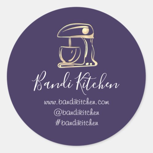 Thank You Logo Kitchen Cooking Bakery Gold Navy Classic Round Sticker
