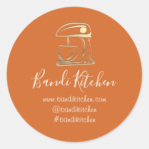 Thank You Logo Kitchen Cooking Bakery Gold Orange Classic Round Sticker