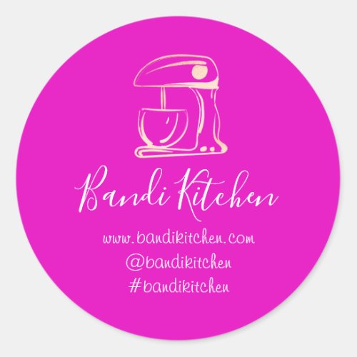 Thank You Logo Kitchen Cooking Bakery Gold Pink Classic Round Sticker