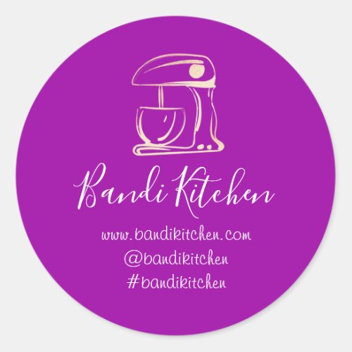 Thank You Logo Kitchen Cooking Bakery Gold Purple Classic Round Sticker