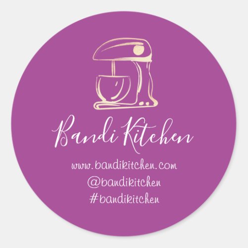 Thank You Logo Kitchen Cooking Bakery Gold Purple Classic Round Sticker