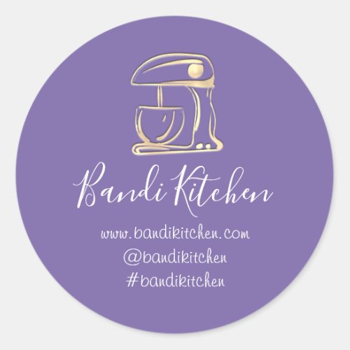 Thank You Logo Kitchen Cooking Bakery Gold Purple Classic Round Sticker