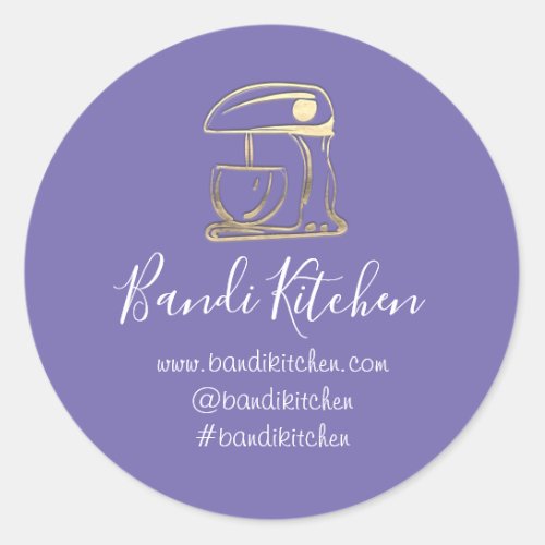 Thank You Logo Kitchen Cooking Bakery Gold Purple Classic Round Sticker