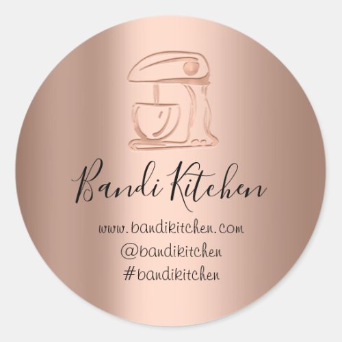 Thank You Logo Kitchen Cooking Bakery Gold Rose Classic Round Sticker
