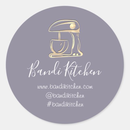 Thank You Logo Kitchen Cooking Bakery Gold Smoky   Classic Round Sticker