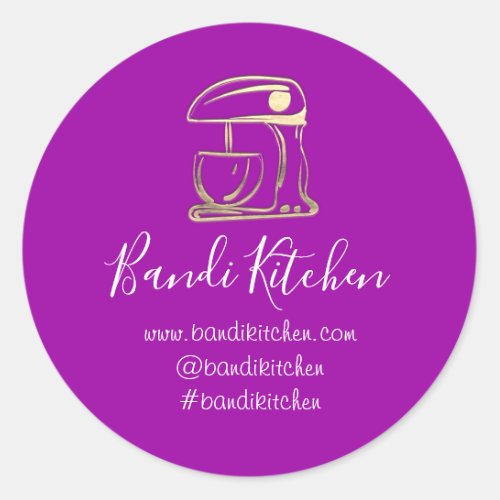 Thank You Logo Kitchen Cooking Bakery Gold Violet Classic Round Sticker