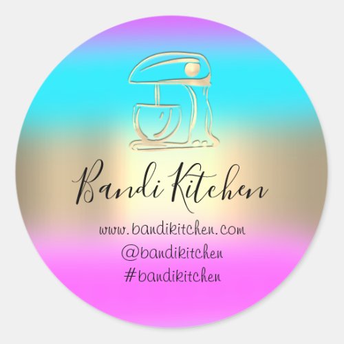 Thank You Logo Kitchen Cooking Bakery Pink Gold  Classic Round Sticker
