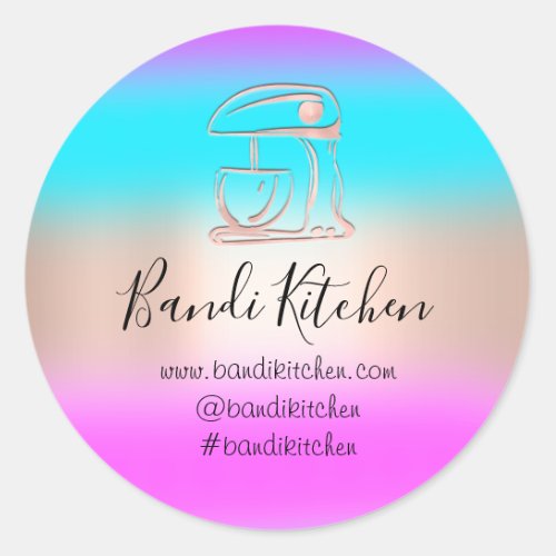 Thank You Logo Kitchen Cooking Bakery Pink Rose Classic Round Sticker