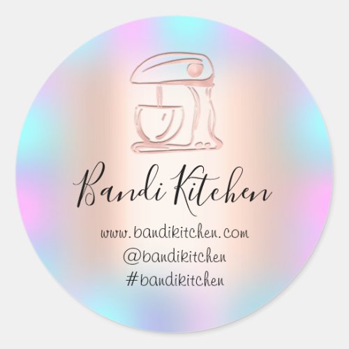 Thank You Logo Kitchen Cooking Bakery Pink Rose Classic Round Sticker