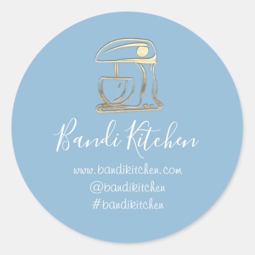 Thank You Logo Kitchen Cooking Bakery Shop Gold Classic Round Sticker