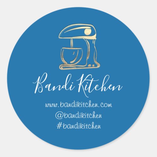 Thank You Logo Kitchen Cooking Bakery ShopGoldTeal Classic Round Sticker