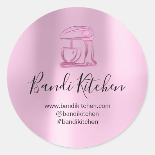 Thank You Logo Kitchen Cooking Bakery Sweet Pink Classic Round Sticker