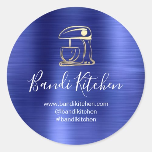 Thank You Logo Kitchen Cooking Bakery Sweets Blue Classic Round Sticker