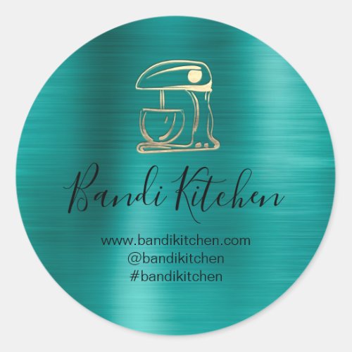 Thank You Logo Kitchen Cooking Bakery Sweets Teal  Classic Round Sticker