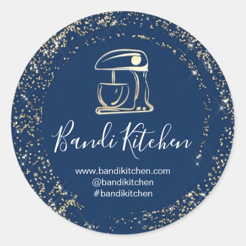 Thank You Logo Kitchen Cooking Chef Bakery Blue  Classic Round Sticker