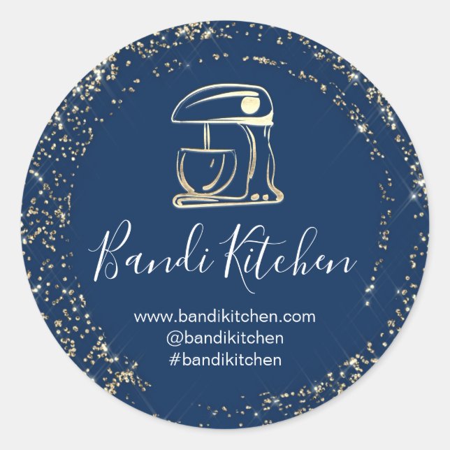 Thank You Logo Kitchen Cooking Chef Bakery Blue  Classic Round Sticker (Front)