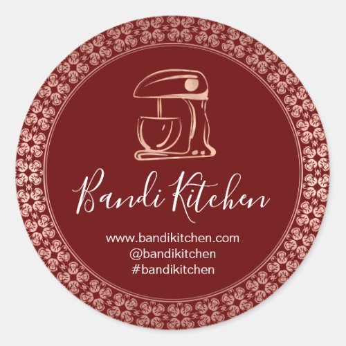 Thank You Logo Kitchen Cooking Chef Bakery Burgund Classic Round Sticker