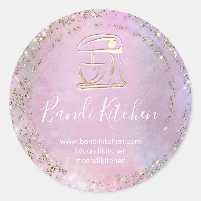 Thank You Logo Kitchen Cooking Chef Bakery  Cakes Classic Round Sticker (Front)