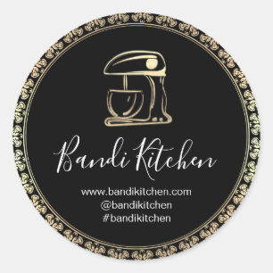 Thank You Logo Kitchen Cooking Chef Bakery Gold Classic Round Sticker