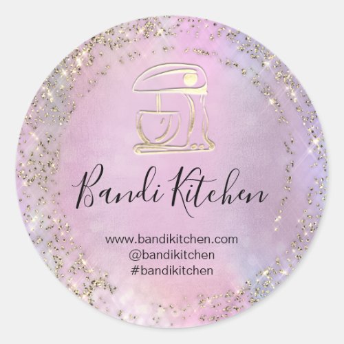 Thank You Logo Kitchen Cooking Chef Bakery Gold  Classic Round Sticker