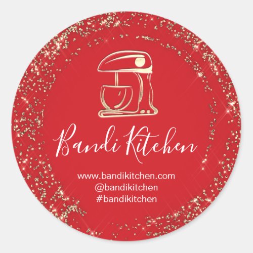 Thank You Logo Kitchen Cooking Chef Bakery Red  Classic Round Sticker