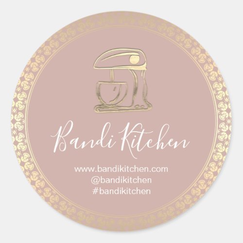 Thank You Logo Kitchen Cooking Chef Bakery Rose  Classic Round Sticker