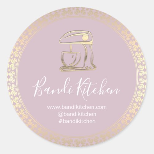 Thank You Logo Kitchen Cooking Chef Bakery Rose Classic Round Sticker