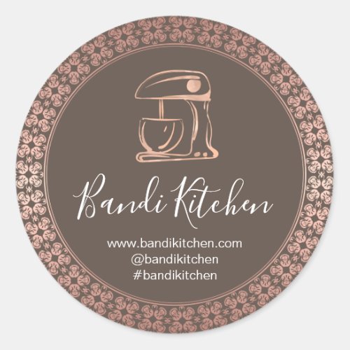 Thank You Logo Kitchen Cooking Chef Bakery RoseLux Classic Round Sticker