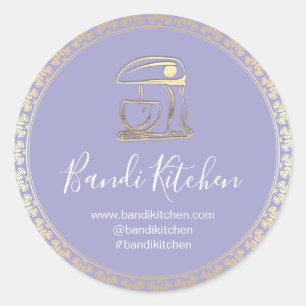 Thank You Logo Kitchen Cooking Chef BakeryBlueGold Classic Round Sticker
