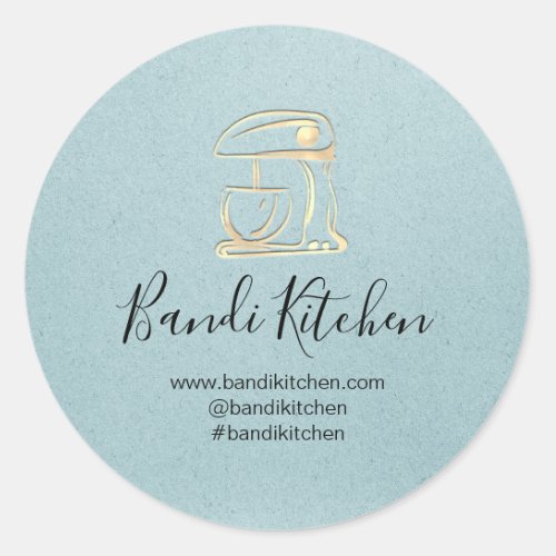 Thank You Logo Kitchen Cooking Chef Gold Blue  Classic Round Sticker