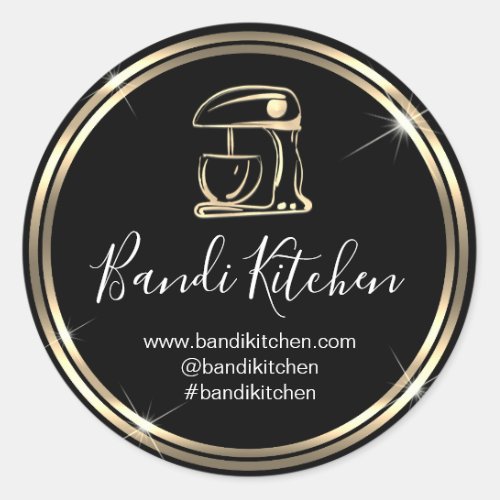 Thank You Logo Kitchen Cooking Chef Gold Frame Classic Round Sticker