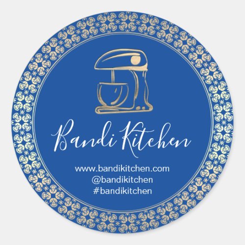 Thank You Logo Kitchen Cooking Chef Online Blue Classic Round Sticker