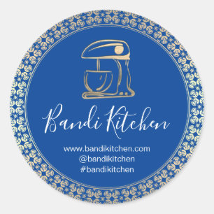 Thank You Logo Kitchen Cooking Chef Online Blue Classic Round Sticker
