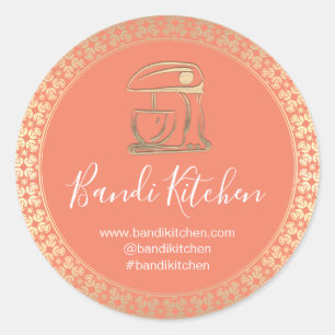 Thank You Logo Kitchen Cooking Chef Online Coral Classic Round Sticker