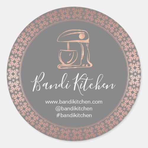 Thank You Logo Kitchen Cooking Chef Online Gray Classic Round Sticker