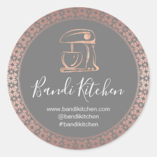 Thank You Logo Kitchen Cooking Chef Online Gray Classic Round Sticker