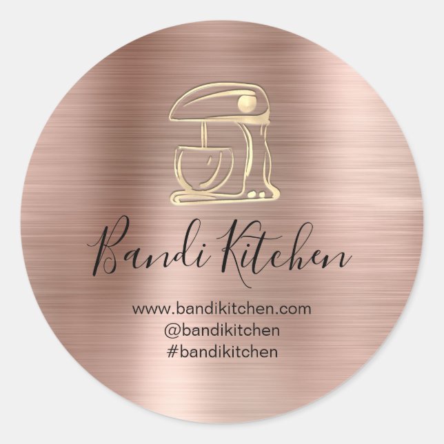Thank You Logo Kitchen Cooking Chef OnlineRoseGold Classic Round Sticker (Front)